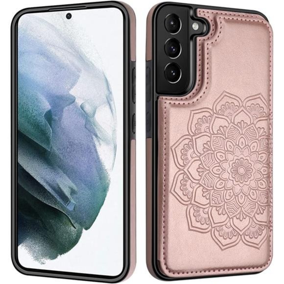 Samsung Galaxy S22 Case with Card Holder,Flower Magnetic Back Flip Case - Picture 6 of 6